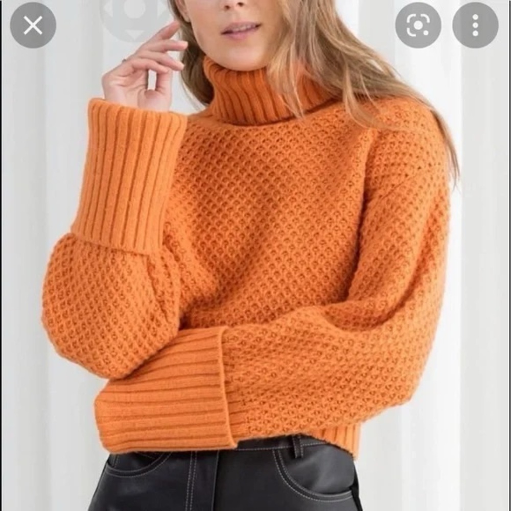 & Other Stories Cropped Turtleneck Sweater - burnt orange S